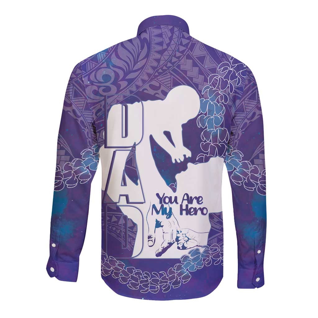Purple Polynesia Father's Day Long Sleeve Button Shirt Dad You Are My Hero LT14 - Polynesian Pride