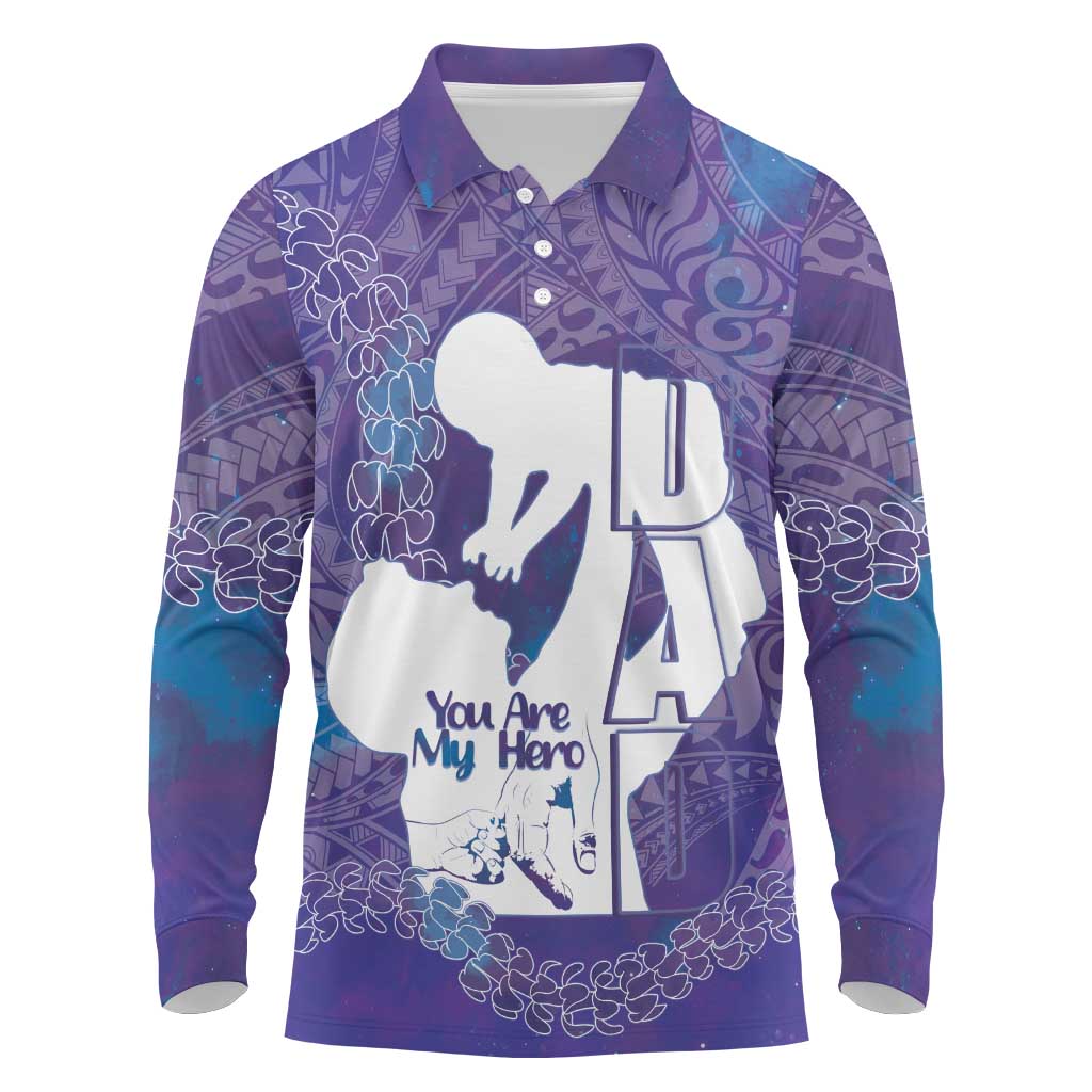 Purple Polynesia Father's Day Long Sleeve Polo Shirt Dad You Are My Hero LT14 Purple - Polynesian Pride