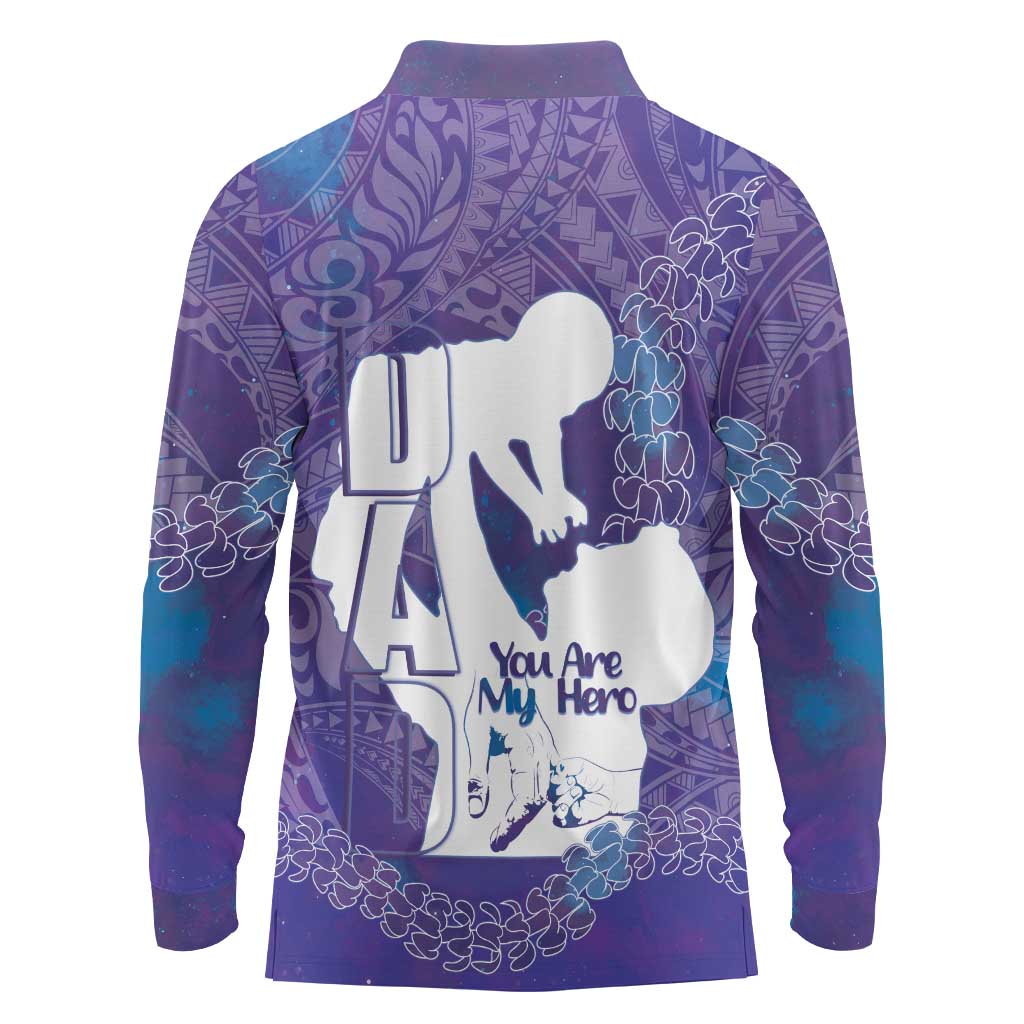 Purple Polynesia Father's Day Long Sleeve Polo Shirt Dad You Are My Hero LT14 - Polynesian Pride
