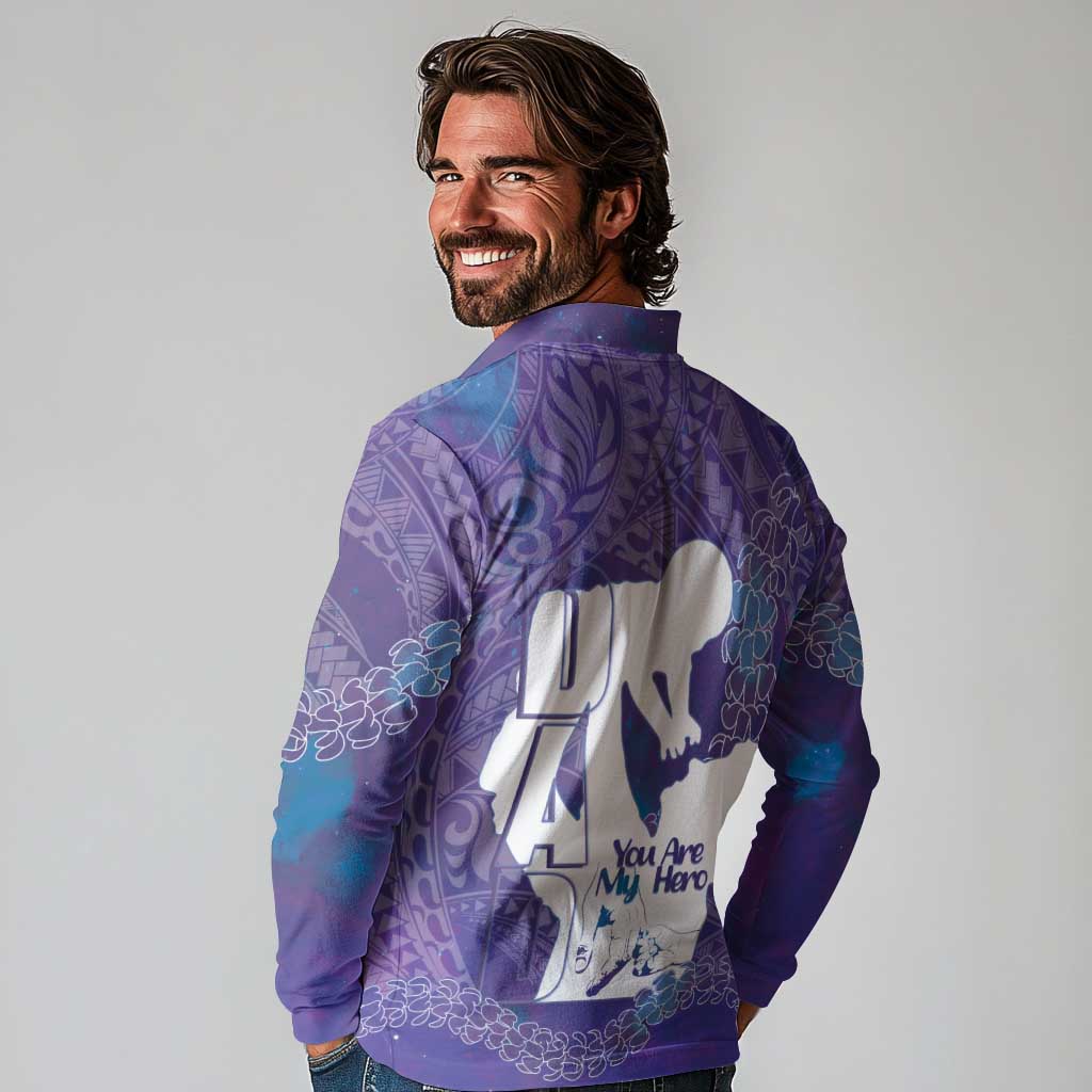 Purple Polynesia Father's Day Long Sleeve Polo Shirt Dad You Are My Hero LT14 - Polynesian Pride