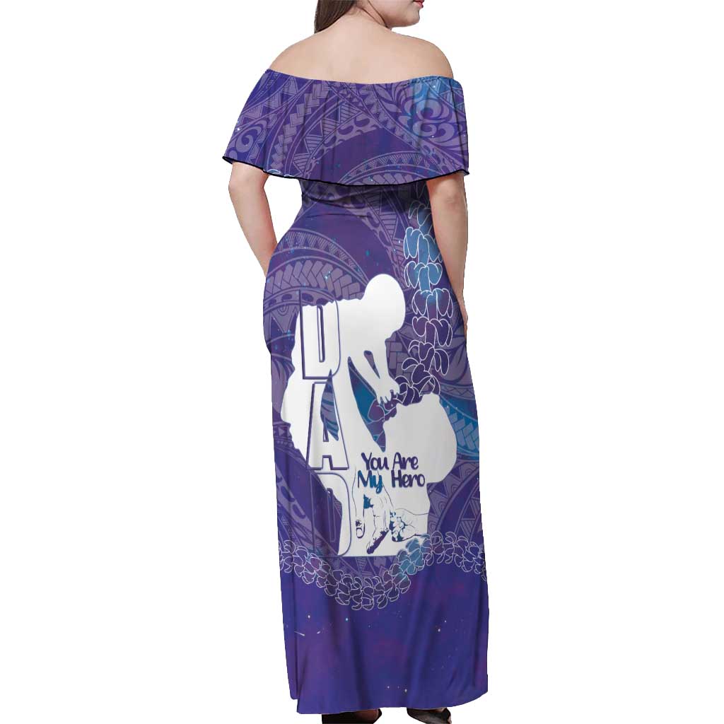 Purple Polynesia Father's Day Off Shoulder Maxi Dress Dad You Are My Hero