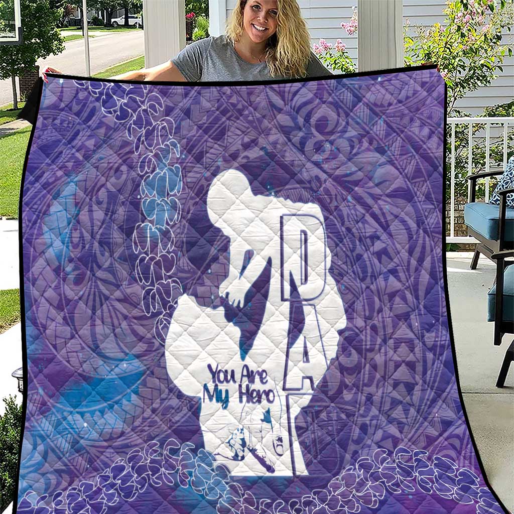 Purple Polynesia Father's Day Quilt Dad You Are My Hero LT14 Purple - Polynesian Pride