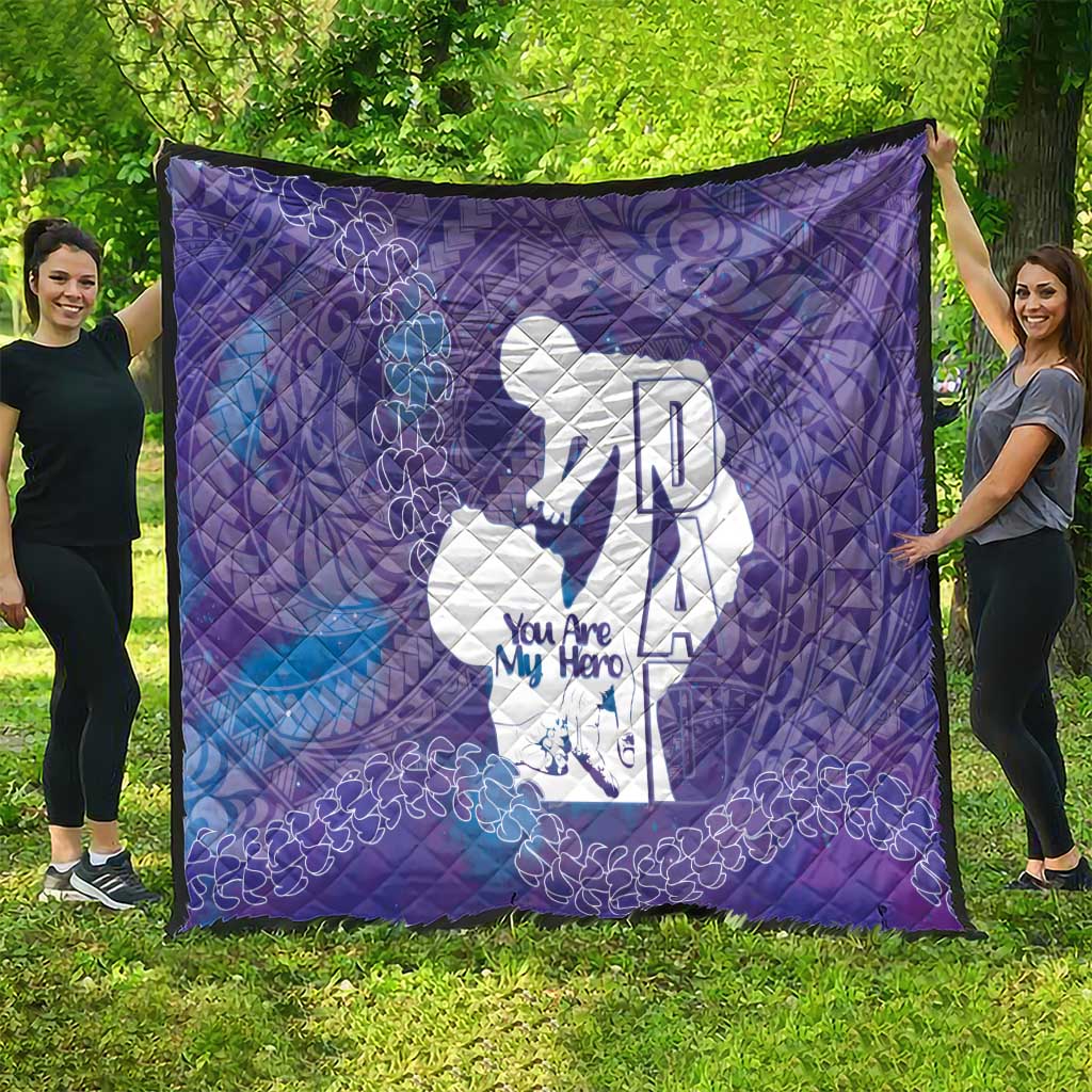 Purple Polynesia Father's Day Quilt Dad You Are My Hero LT14 - Polynesian Pride