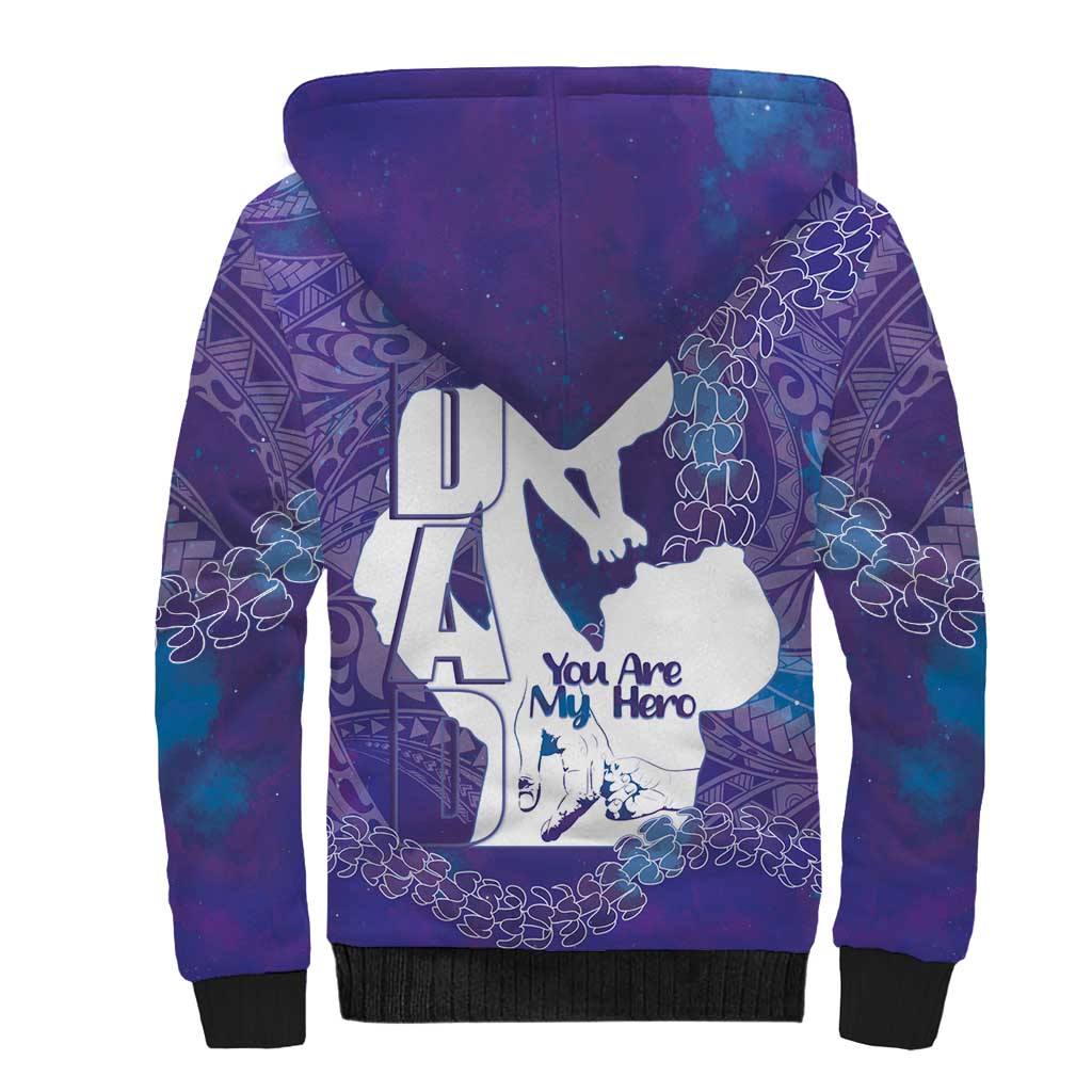 Purple Polynesia Father's Day Sherpa Hoodie Dad You Are My Hero