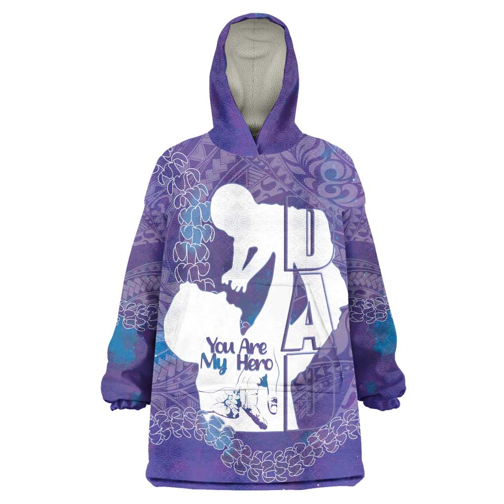 Purple Polynesia Father's Day Wearable Blanket Hoodie Dad You Are My Hero