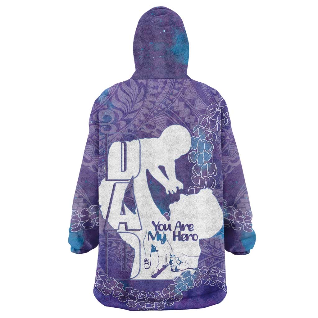 Purple Polynesia Father's Day Wearable Blanket Hoodie Dad You Are My Hero