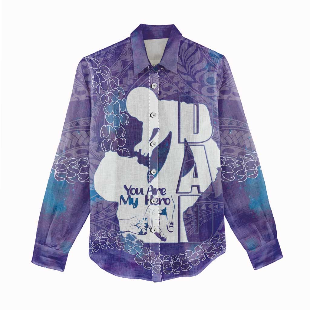 Purple Polynesia Father's Day Women Casual Shirt Dad You Are My Hero