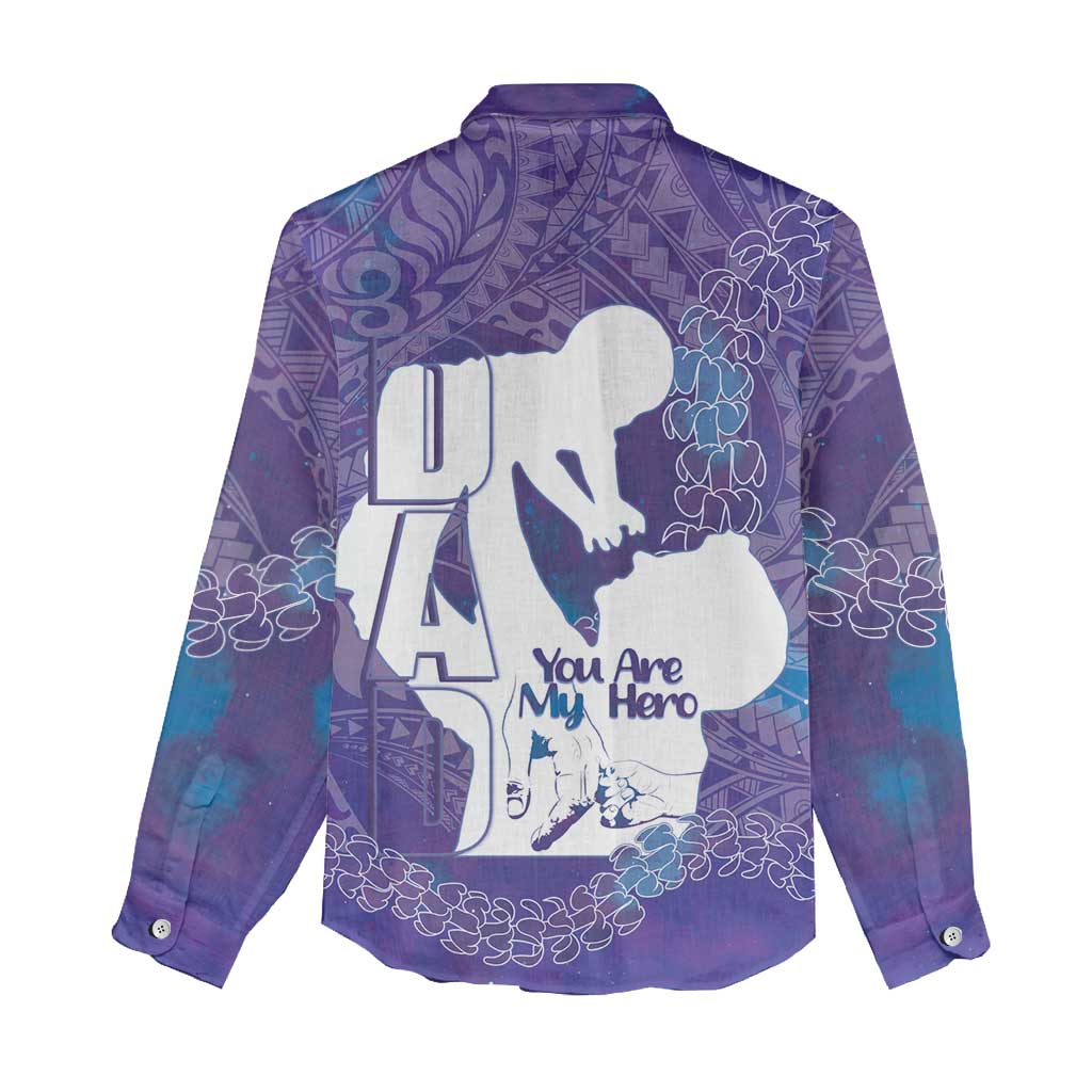 Purple Polynesia Father's Day Women Casual Shirt Dad You Are My Hero