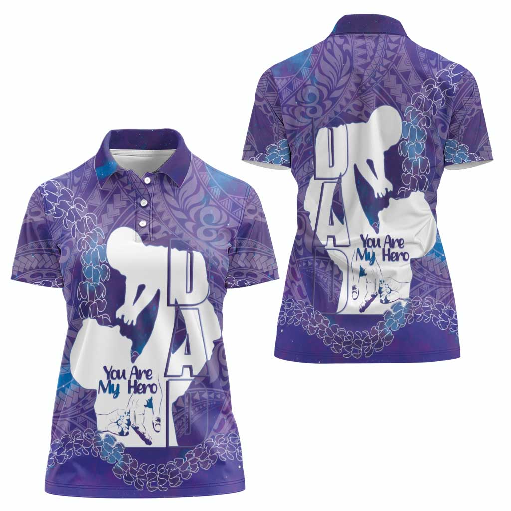 Purple Polynesia Father's Day Women Polo Shirt Dad You Are My Hero