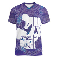 Purple Polynesia Father's Day Women V-Neck T-Shirt Dad You Are My Hero LT14 Female Purple - Polynesian Pride