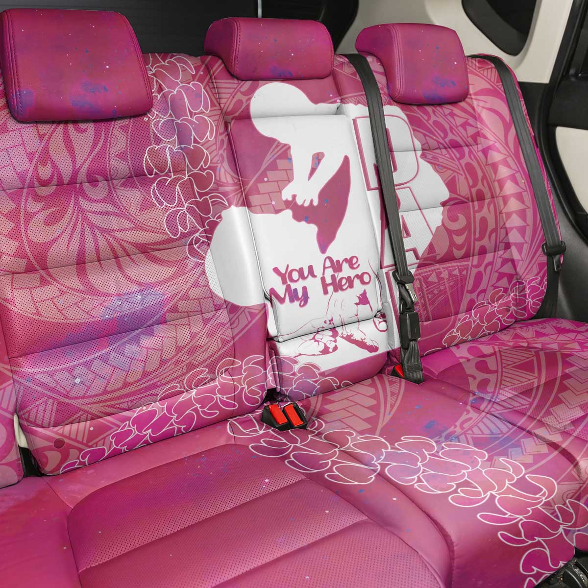 Pink Polynesia Father's Day Back Car Seat Cover Dad You Are My Hero
