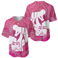 Pink Polynesia Father's Day Baseball Jersey Dad You Are My Hero LT14 - Polynesian Pride