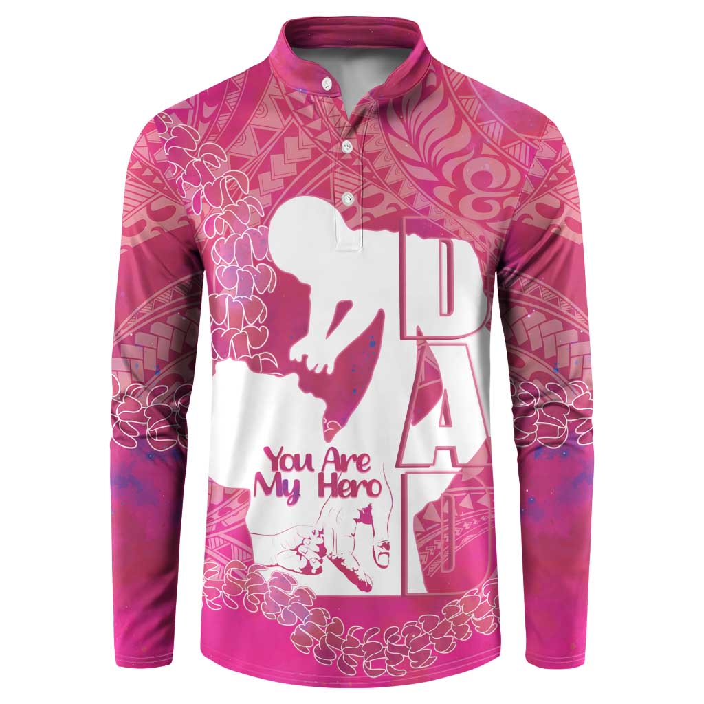 Pink Polynesia Father's Day Button Sweatshirt Dad You Are My Hero LT14 Pink - Polynesian Pride