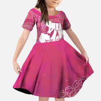 Pink Polynesia Father's Day Family Matching Long Sleeve Bodycon Dress and Hawaiian Shirt Dad You Are My Hero LT14 Daughter's Dress Pink - Polynesian Pride