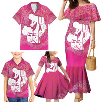 Pink Polynesia Father's Day Family Matching Mermaid Dress and Hawaiian Shirt Dad You Are My Hero LT14 - Polynesian Pride