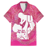 Pink Polynesia Father's Day Family Matching Mermaid Dress and Hawaiian Shirt Dad You Are My Hero LT14 Dad's Shirt - Short Sleeve Pink - Polynesian Pride