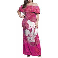 Pink Polynesia Father's Day Family Matching Off Shoulder Maxi Dress and Hawaiian Shirt Dad You Are My Hero