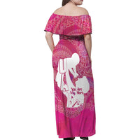 Pink Polynesia Father's Day Family Matching Off Shoulder Maxi Dress and Hawaiian Shirt Dad You Are My Hero