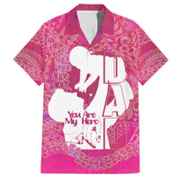 Pink Polynesia Father's Day Family Matching Short Sleeve Bodycon Dress and Hawaiian Shirt Dad You Are My Hero LT14 Dad's Shirt - Short Sleeve Pink - Polynesian Pride