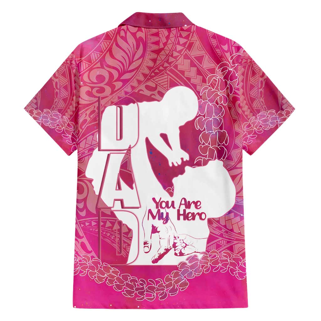 Pink Polynesia Father's Day Family Matching Short Sleeve Bodycon Dress and Hawaiian Shirt Dad You Are My Hero LT14 - Polynesian Pride