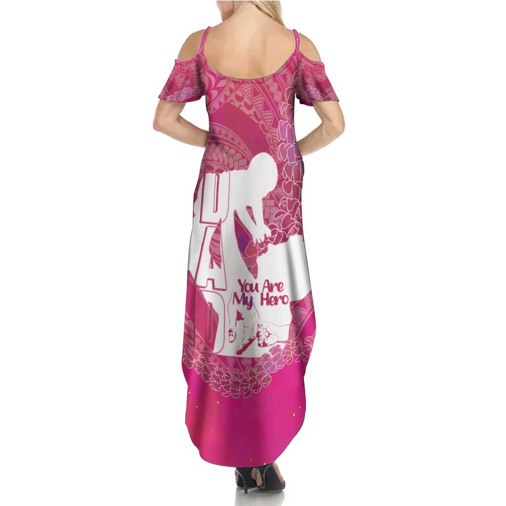 Pink Polynesia Father's Day Family Matching Summer Maxi Dress and Hawaiian Shirt Dad You Are My Hero