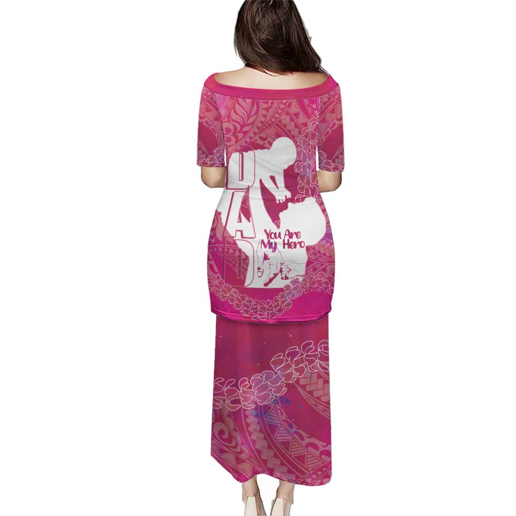 Pink Polynesia Father's Day Puletasi Dad You Are My Hero