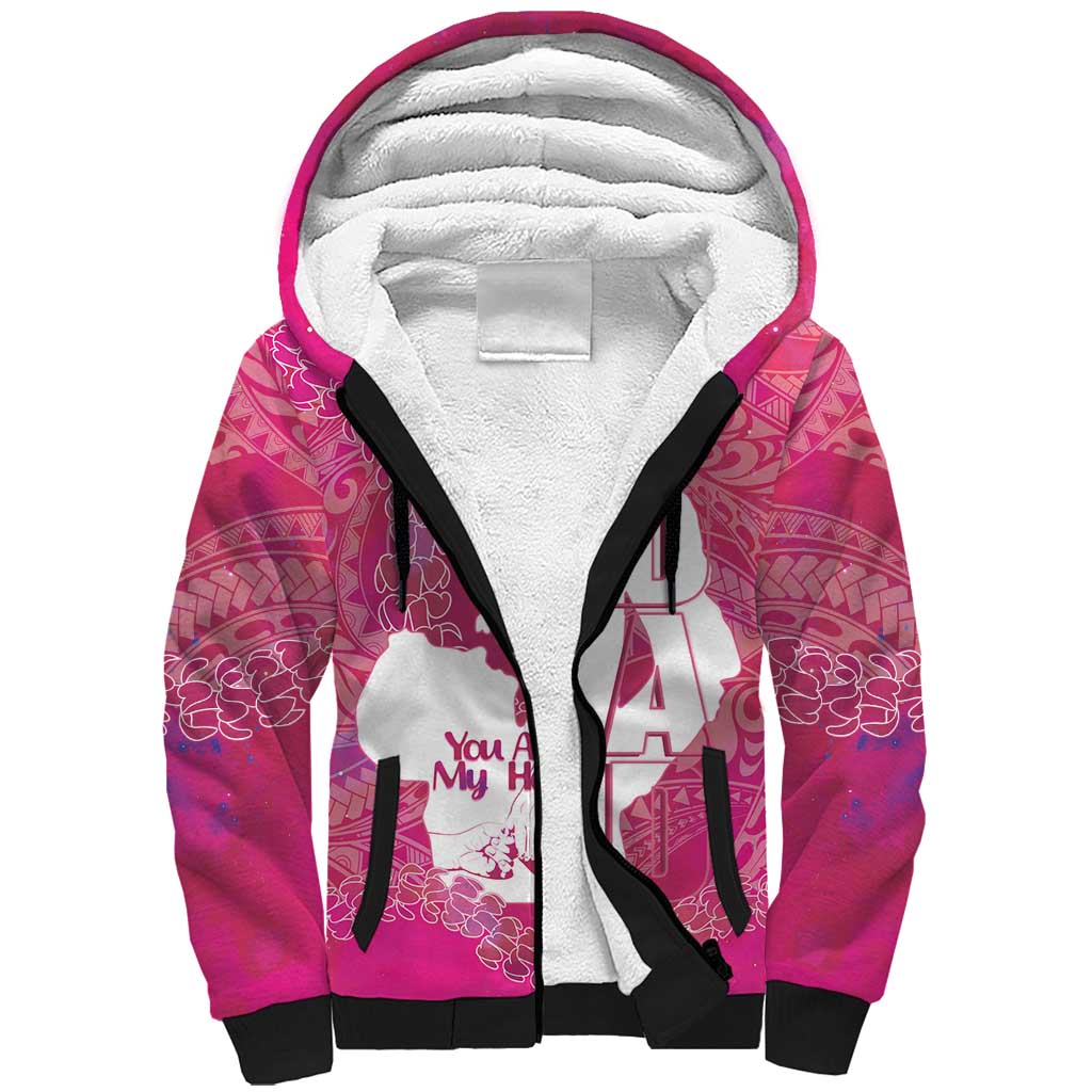 Pink Polynesia Father's Day Sherpa Hoodie Dad You Are My Hero