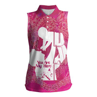 Pink Polynesia Father's Day Women Sleeveless Polo Shirt Dad You Are My Hero LT14 Female Pink - Polynesian Pride