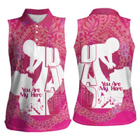 Pink Polynesia Father's Day Women Sleeveless Polo Shirt Dad You Are My Hero LT14 - Polynesian Pride