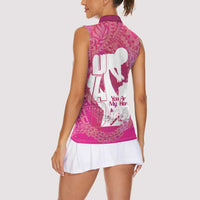 Pink Polynesia Father's Day Women Sleeveless Polo Shirt Dad You Are My Hero LT14 - Polynesian Pride