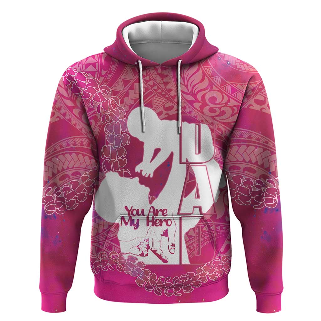Pink Polynesia Father's Day Zip Hoodie Dad You Are My Hero