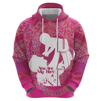 Pink Polynesia Father's Day Zip Hoodie Dad You Are My Hero