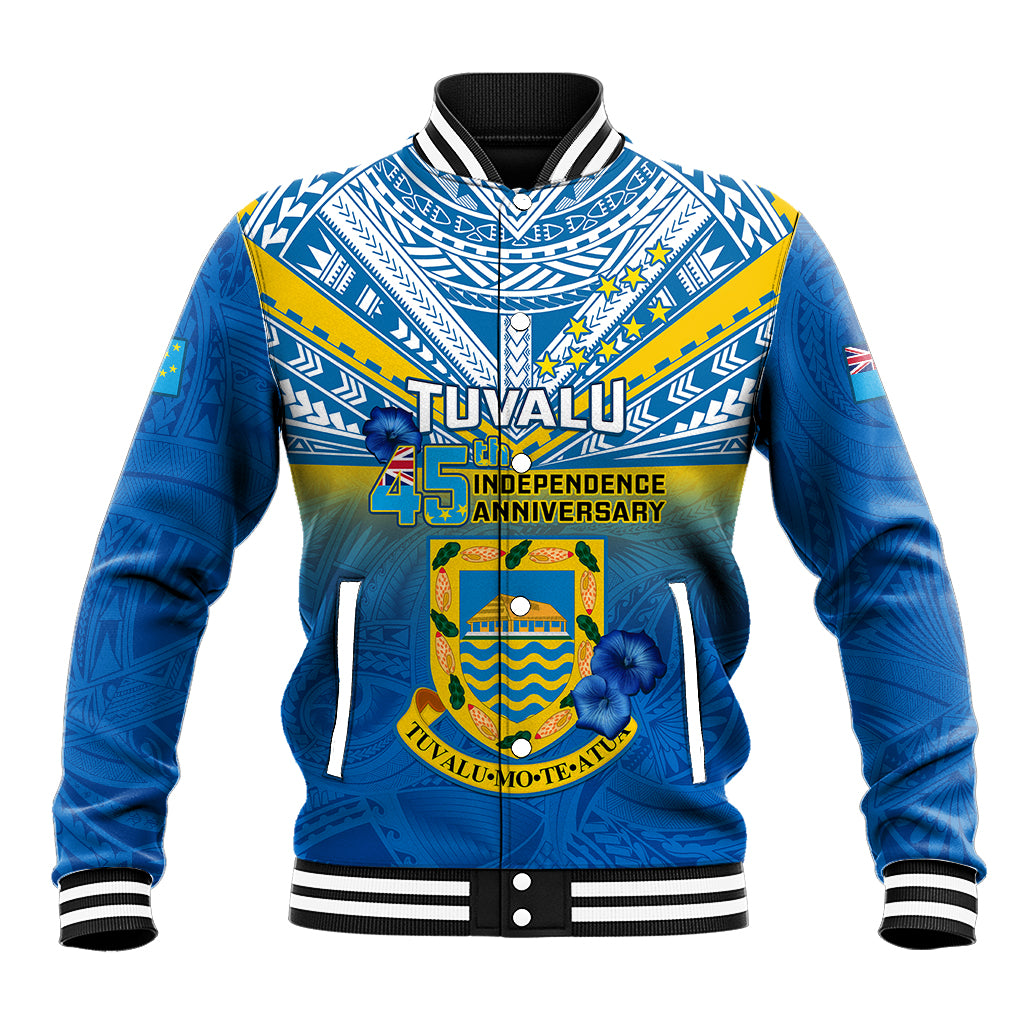 Personalised Tuvalu Independence Day Baseball Jacket Tuvaluan Proud 45th Anniversary Polynesian Pattern LT14 Unisex Blue - Polynesian Pride