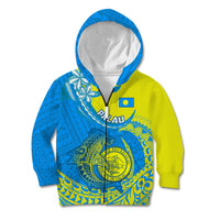 Palau Independence Day Kid Hoodie Happy 29th Anniversary Polynesian Hammerhead Shark LT14 Zip Hoodie Blue - Polynesian Pride