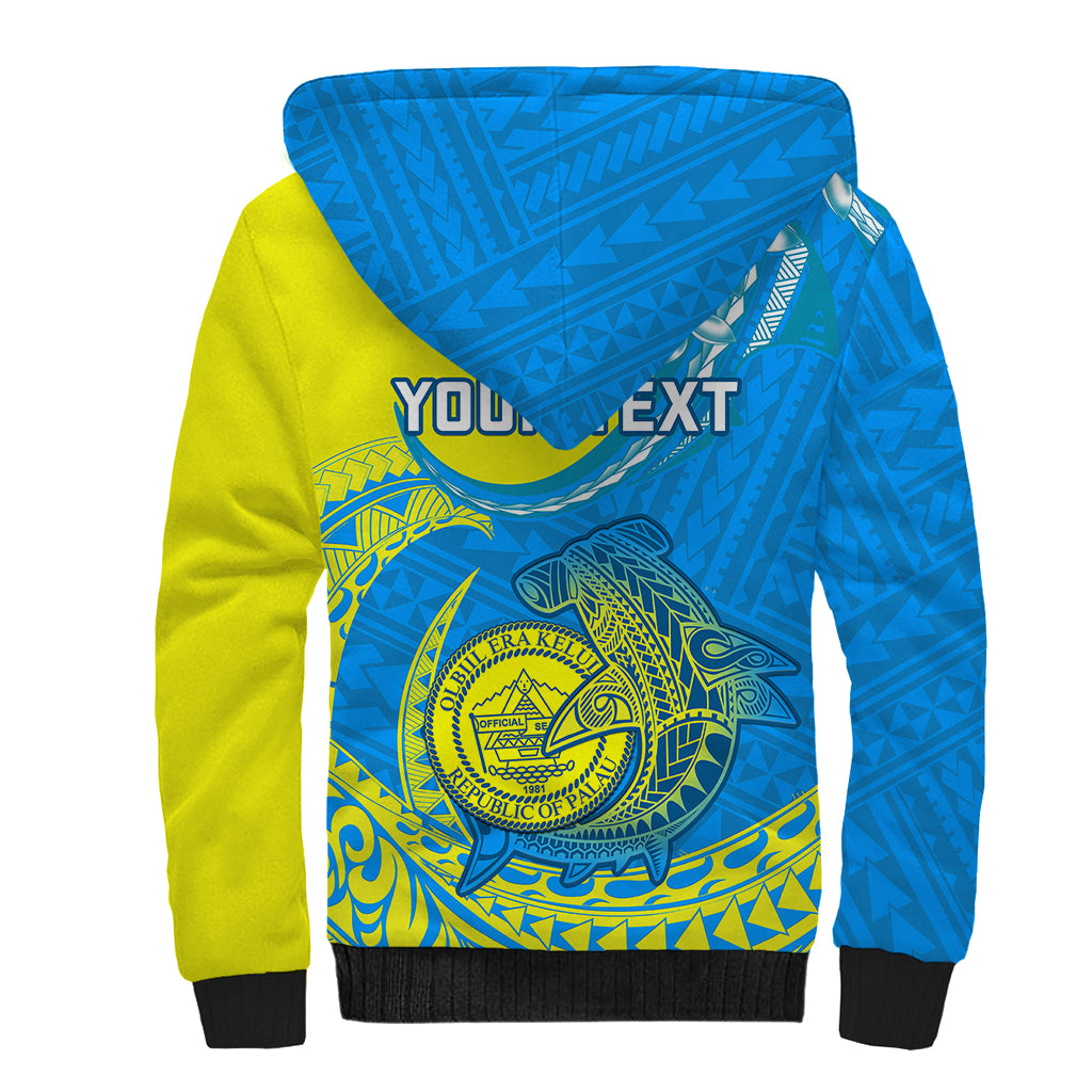 Personalised Palau Independence Day Sherpa Hoodie Happy 29th Anniversary Polynesian Hammerhead Shark LT14 - Polynesian Pride