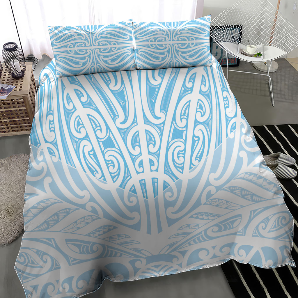 Blue New Zealand Puhoro Maori Tattoo Bedding Set