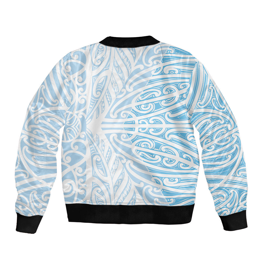 Blue New Zealand Puhoro Maori Tattoo Bomber Jacket
