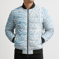 Blue New Zealand Puhoro Maori Tattoo Bomber Puffer Jacket