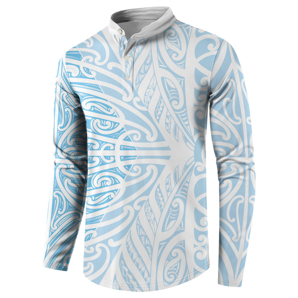 Blue New Zealand Puhoro Maori Tattoo Button Sweatshirt