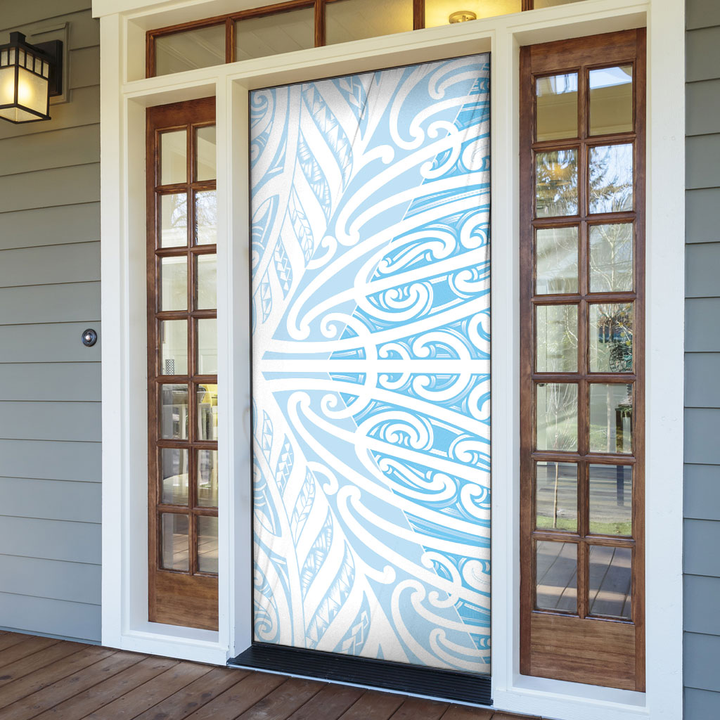 Blue New Zealand Puhoro Maori Tattoo Door Cover