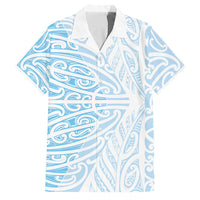 Blue New Zealand Puhoro Maori Tattoo Family Matching Puletasi and Hawaiian Shirt