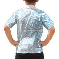 Blue New Zealand Puhoro Maori Tattoo Family Matching Summer Maxi Dress and Hawaiian Shirt