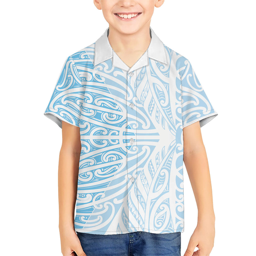 Blue New Zealand Puhoro Maori Tattoo Family Matching Tank Maxi Dress and Hawaiian Shirt