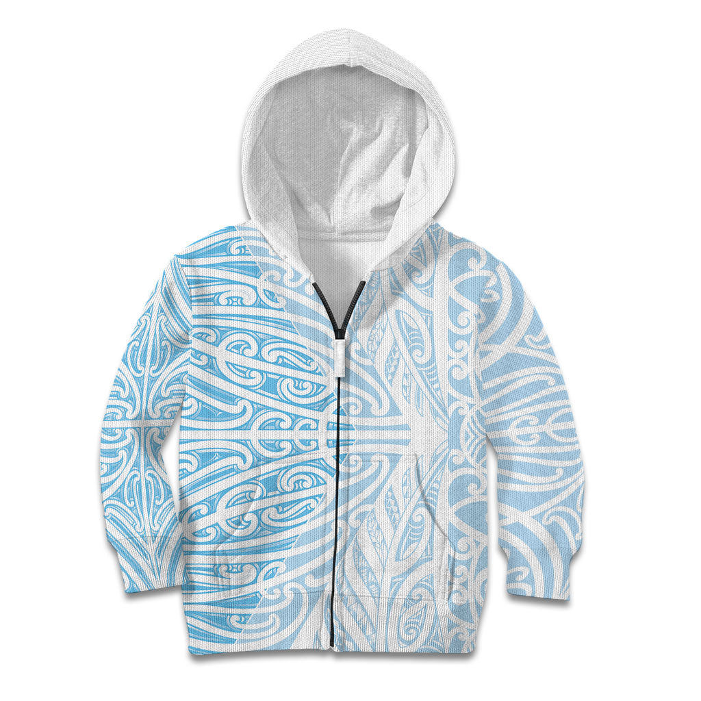 Blue New Zealand Puhoro Maori Tattoo Kid Hoodie