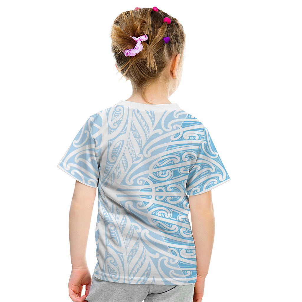 Blue New Zealand Puhoro Maori Tattoo Kid T Shirt