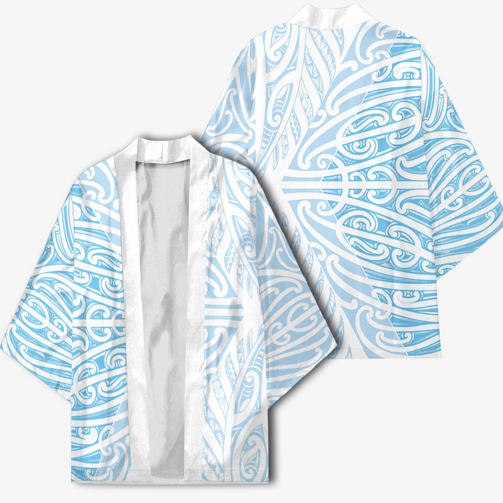 Blue New Zealand Puhoro Maori Tattoo Kimono
