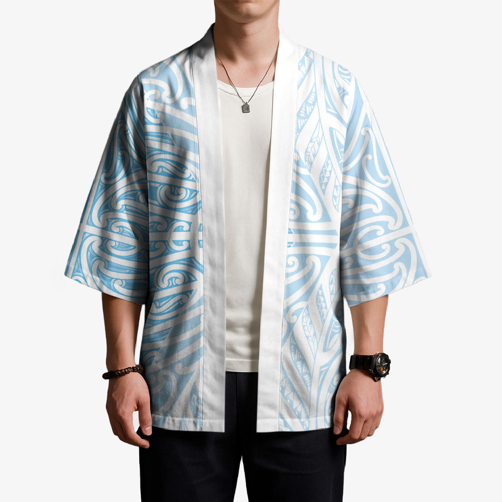 Blue New Zealand Puhoro Maori Tattoo Kimono