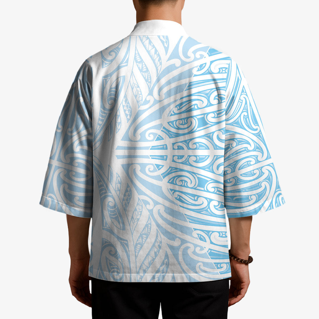 Blue New Zealand Puhoro Maori Tattoo Kimono