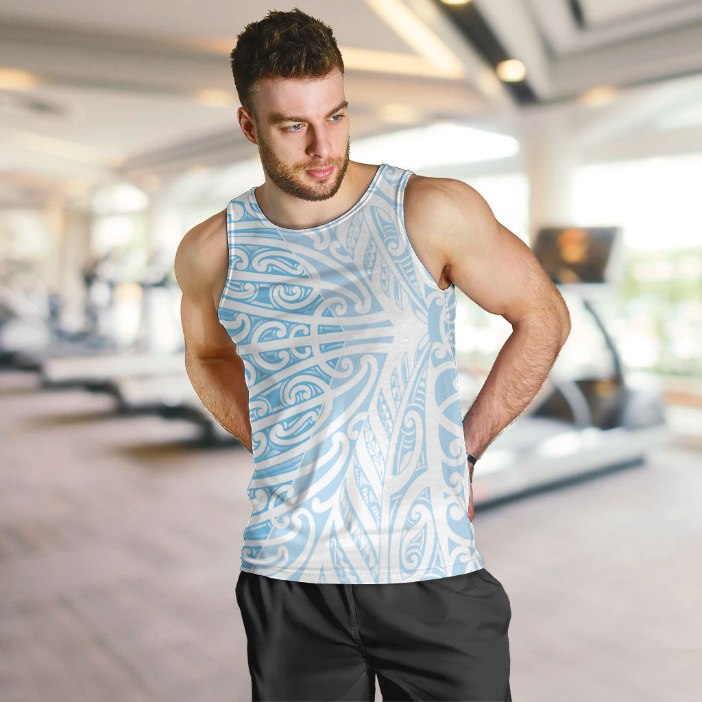 Blue New Zealand Puhoro Maori Tattoo Men Tank Top
