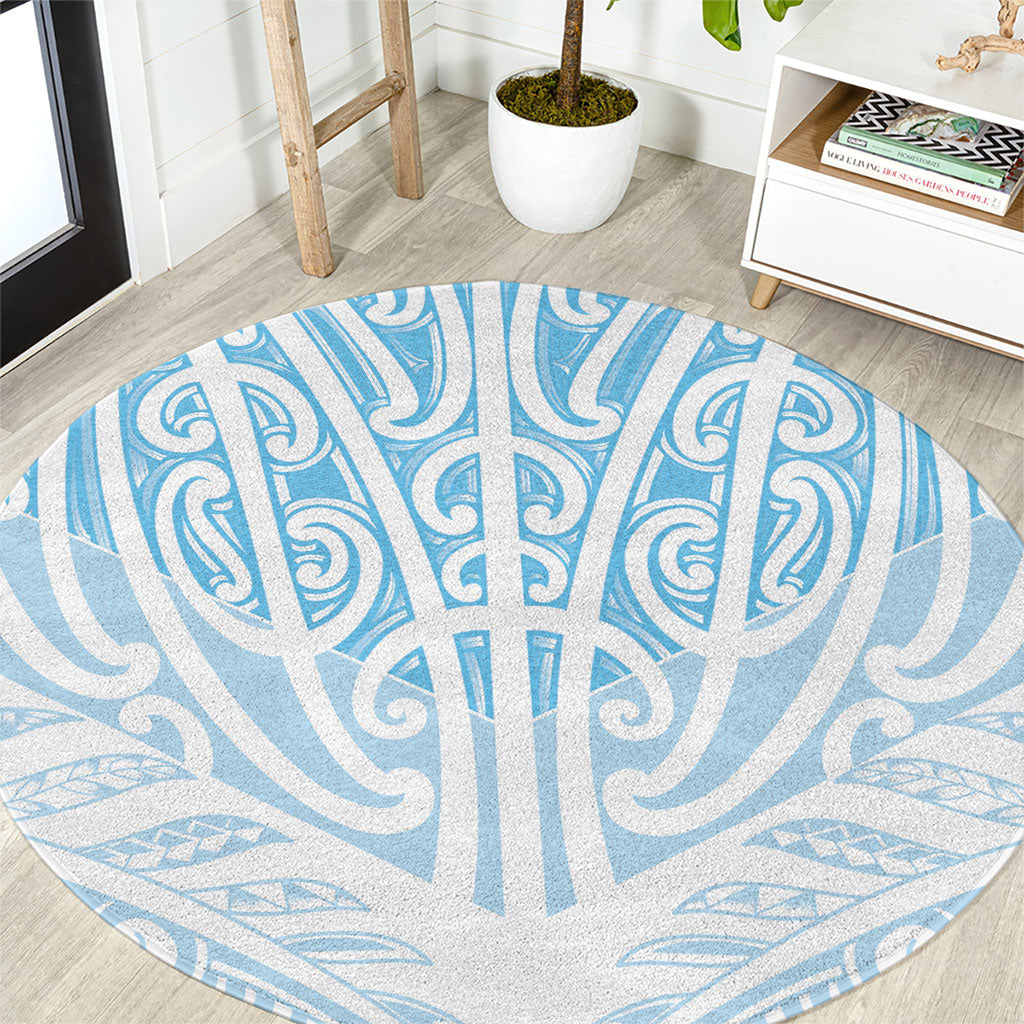 Blue New Zealand Puhoro Maori Tattoo Round Carpet LT14 Blue - Polynesian Pride